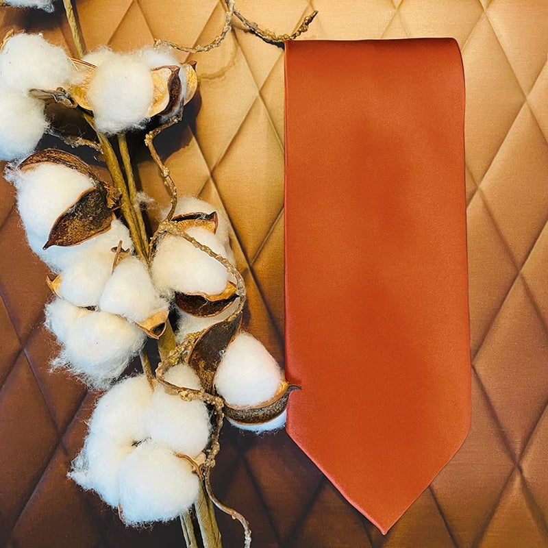tiemart Premium Solid Color Necktie (Burnt Orange) - Image 4